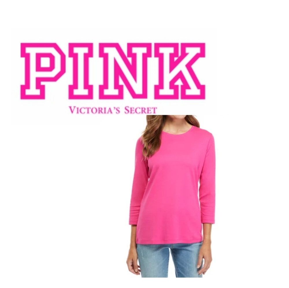 PINK VICTORIA'S SECRET ¾ LENGTH SLEEVE TEE